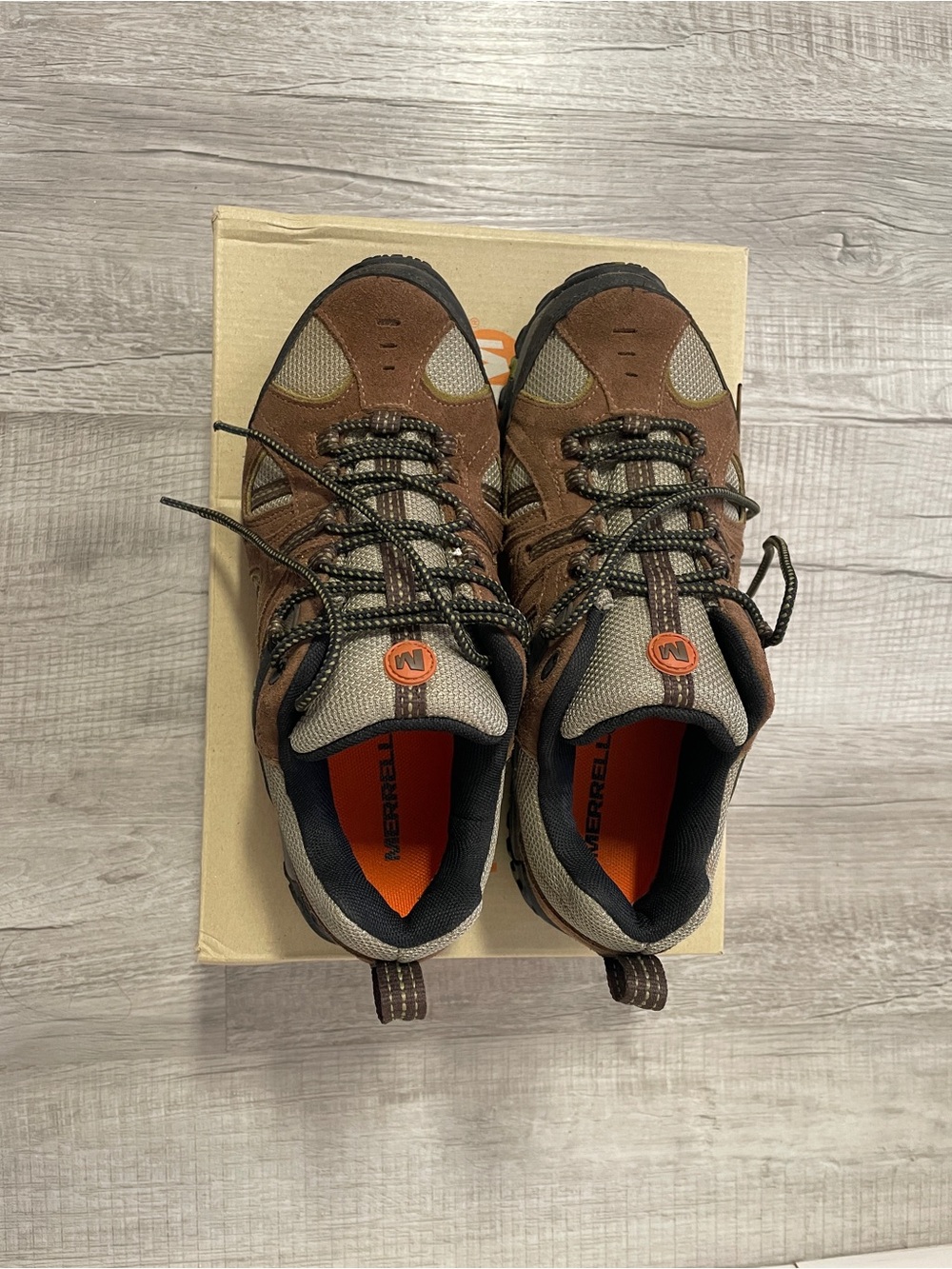 Merrell Brown and Olive Trail Running Boots